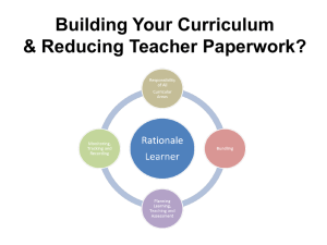 Building Your Curriculum &amp; Reducing Teacher Paperwork?