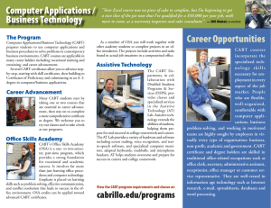 Computer Applications / Business Technology Career Opportunities The Program