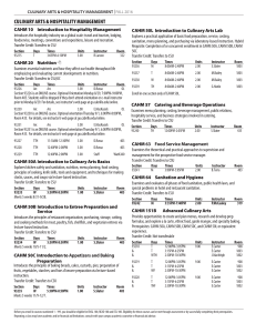 CULINARY ARTS &amp; HOSPITALITY MANAGEMENT