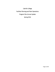 Cabrillo College Facilities Planning and Plant Operations Program Plan Annual Update Spring 2014