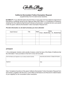 California Nonresident Tuition Exemption Request