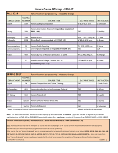 Honors Course Offerings ‐ 2016‐17 FALL 2016