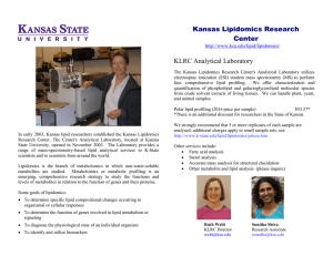 KLRC Analytical Laboratory Kansas Lipidomics Research Center