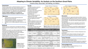 Adapting to Climate Variability: An Analysis on the Southern Great... Caroline Doty, Garan Belt, Sam Belling, Ian Waters Introduction Results