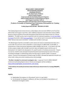 BROAD AGENCY ANNOUNCEMENT FOR EXTRAMURAL RESEARCH (PROGRAM SPECIFIC) for the Department of Defense