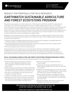 EARTHWATCH SUSTAINABLE AGRICULTURE AND FOREST ECOSYSTEMS PROGRAM