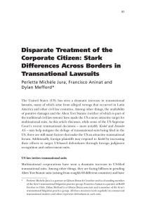 Disparate Treatment of the Corporate Citizen: Stark Differences Across Borders in Transnational Lawsuits
