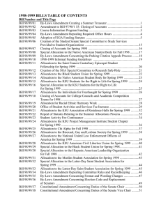 1998-1999 BILLS TABLE OF CONTENTS