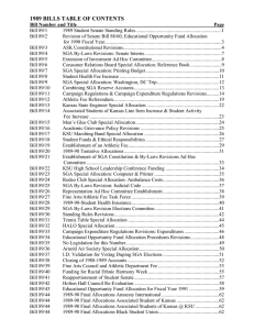 1989 BILLS TABLE OF CONTENTS