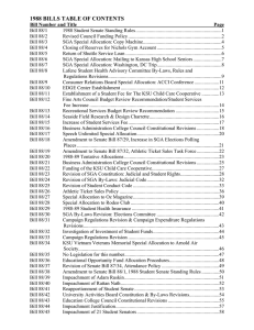 1988 BILLS TABLE OF CONTENTS