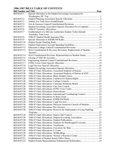 1986-1987 BILLS TABLE OF CONTENTS