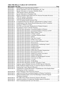 1985-1986 BILLS TABLE OF CONTENTS