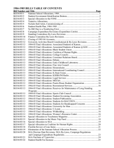 1984-1985 BILLS TABLE OF CONTENTS