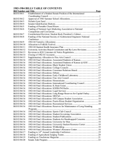 1983-1984 BILLS TABLE OF CONTENTS