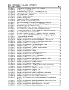 1982-1983 BILLS TABLE OF CONTENTS