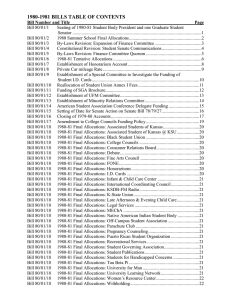 1980-1981 BILLS TABLE OF CONTENTS