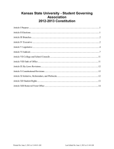 Kansas State University - Student Governing Association 2012-2013 Constitution