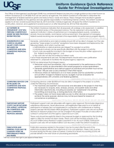 Uniform Guidance Quick Reference Guide for Principal Investigators