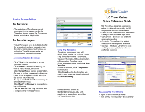 UC Travel Online Quick Reference Guide For Travelers: