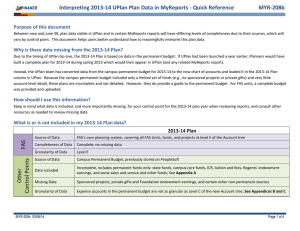 Interpreting 2013-14 UPlan Plan Data in MyReports - Quick Reference MYR-208b