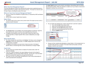 Asset Management Report – Job Aid MYR-202d