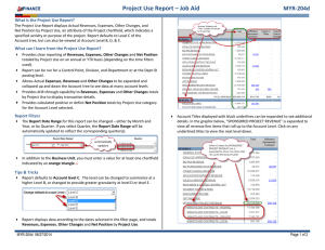 Project Use Report – Job Aid MYR-204d