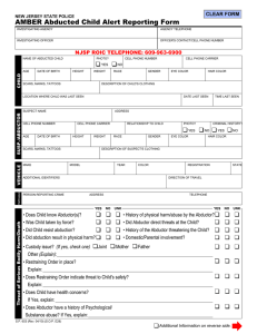 AMBER Abducted Child Alert Reporting Form CLEAR FORM NEW JERSEY STATE POLICE