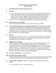 Minutes of the KSU Classified Senate January 4, 2012  I.