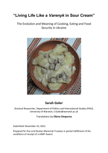 Varenyk Sarah Goler  The Evolution and Meaning of Cooking, Eating and Food