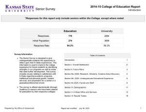 Senior Survey 2014-15 College of Education Report Education University