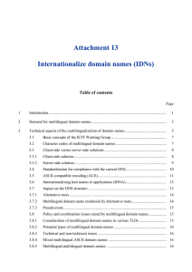 Attachment 13 Internationalize domain names (IDNs) Table of contents