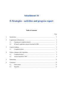 Attachment 16 E-Strategies – activities and progress report Table of contents