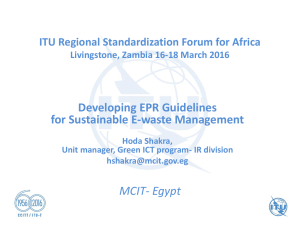 Developing EPR Guidelines for Sustainable E-waste Management MCIT- Egypt