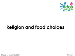 Religion and food choices Extension