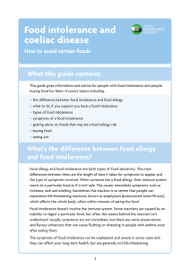 Food intolerance and coeliac disease What this guide contains