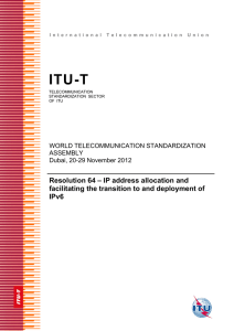 ITU-T Resolution 64 – IP address allocation and IPv6