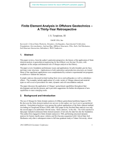 Finite Element Analysis in Offshore Geotechnics – A Thirty-Year Retrospective