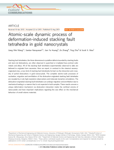 Atomic-scale dynamic process of deformation-induced stacking fault tetrahedra in gold nanocrystals ARTICLE