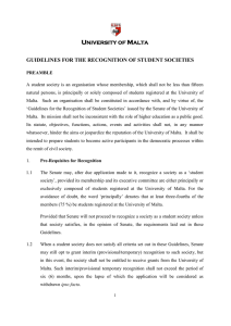 U M  GUIDELINES FOR THE RECOGNITION OF STUDENT SOCIETIES