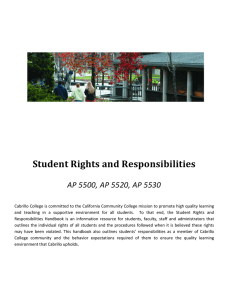Student Rights and Responsibilities  AP 5500, AP 5520, AP 5530