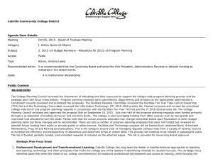 Cabrillo Community College District Agenda Item Details Meeting Oct 05, 2015 ­ Board of Trustees Meeting