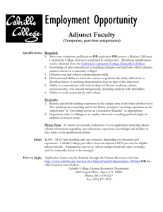 Employment Opportunity Adjunct Faculty (Temporary, part-time assignments)
