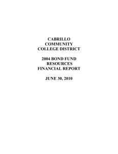 CABRILLO COMMUNITY COLLEGE DISTRICT 2004 BOND FUND