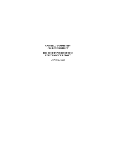 CABRILLO COMMUNITY COLLEGE DISTRICT 2004 BOND FUND RESOURCES PERFORMANCE REPORT