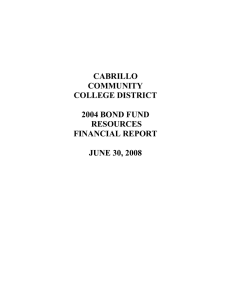 CABRILLO COMMUNITY COLLEGE DISTRICT 2004 BOND FUND