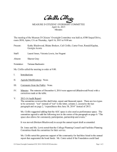 MEASURE D CITIZENS’ OVERSIGHT COMMITTEE April 16, 2015 Minutes