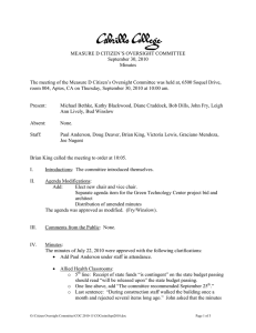 MEASURE D CITIZEN’S OVERSIGHT COMMITTEE September 30, 2010 Minutes