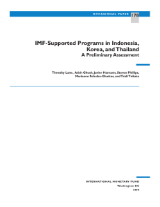 IMF-Supported Programs in Indonesia, Korea, and Thailand 178 A Preliminary Assessment