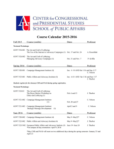 Course Calendar 2015-2016  Fall 2015 Course (credits)