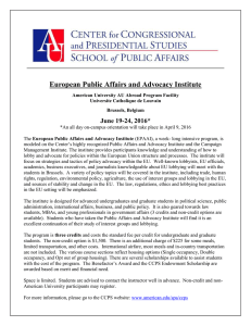 European Public Affairs and Advocacy Institute June 19-24, 2016*